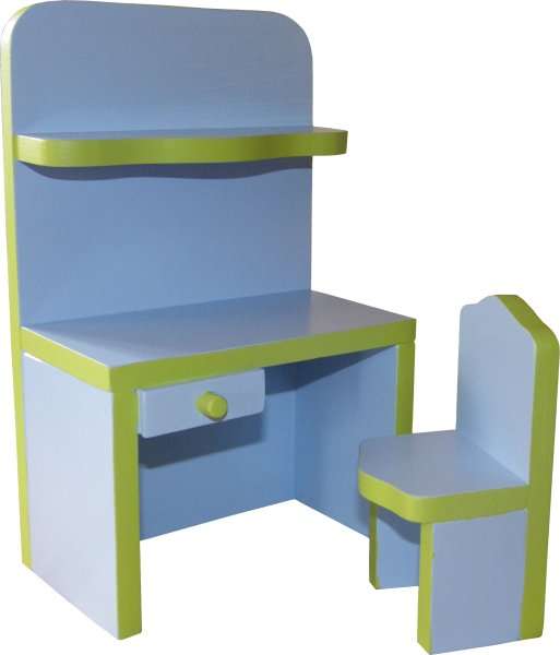 Wooden Lime & Blue Barbie Desk with Chair