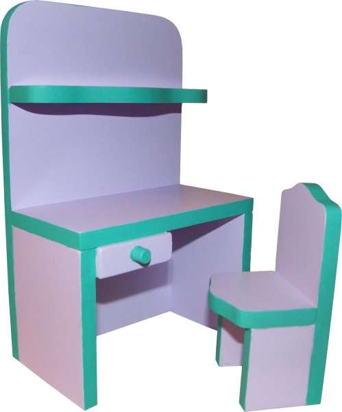 Wooden Purple & Turquoise Barbie Desk with Chair