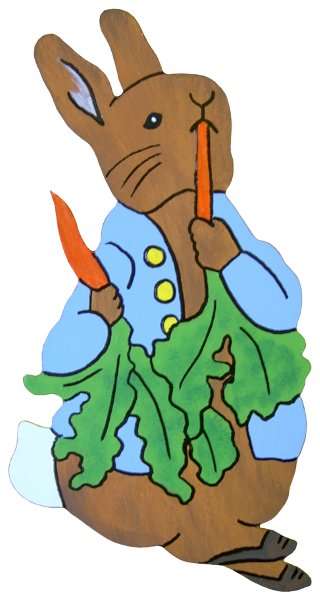 Wooden Peter Rabbit with Radishes Cut-Out