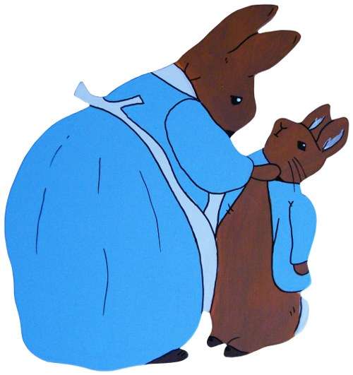 Wooden Mrs Rabbit & Peter Cut-Out