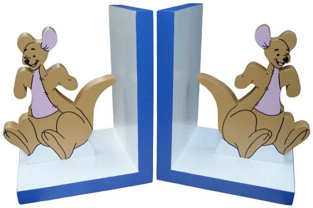 Wooden Kanga Bookends / Blue