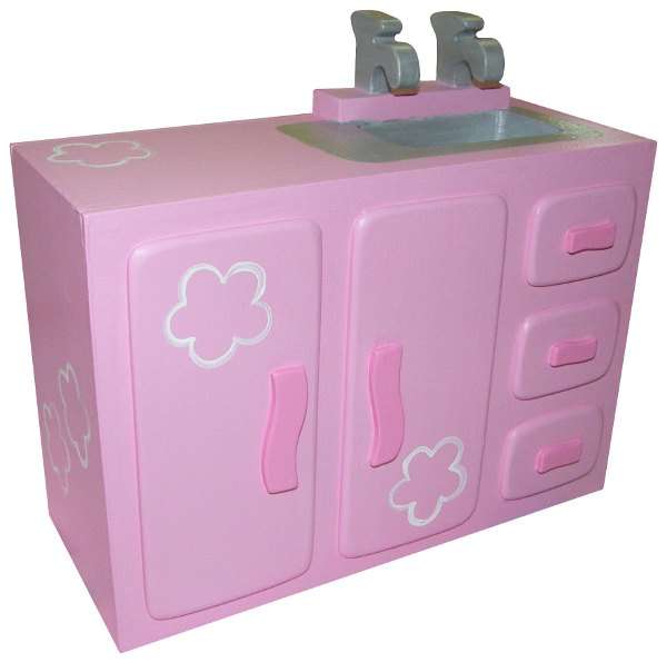 Wooden Barbie Sink with Taps / Pink