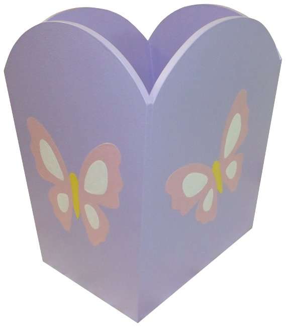 Wooden Butterfly Dustbin / Pink & Lilac