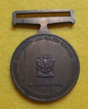 SAPS Reconciliation and Amalgamation Medal - Dated 15 October 1995