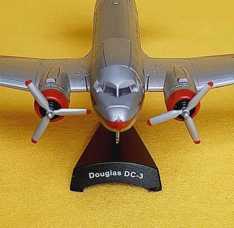 Douglass DC 3 scale model on stand