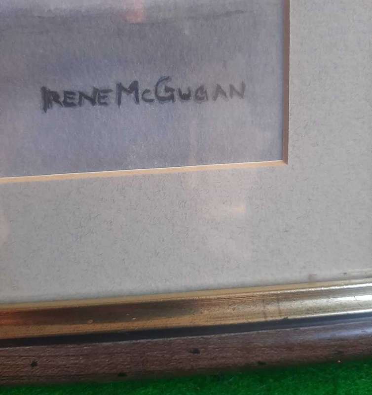 Original still life watercolour framed behind glass. Signed Irene McGugan