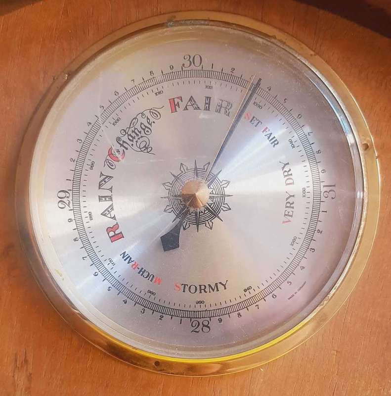 Barometer set in original Viceroy oak barrel top.