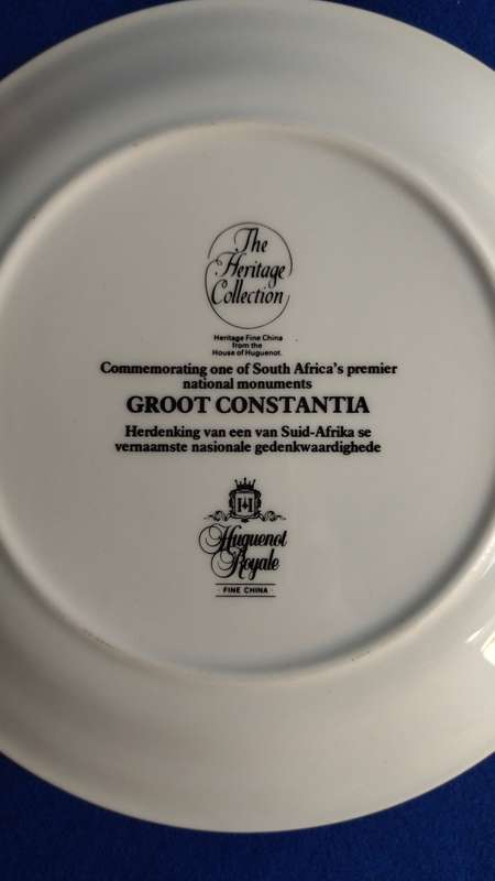 Groot Constantia collectable plate - Heratige Collection -Huguenot Royale Fine China
