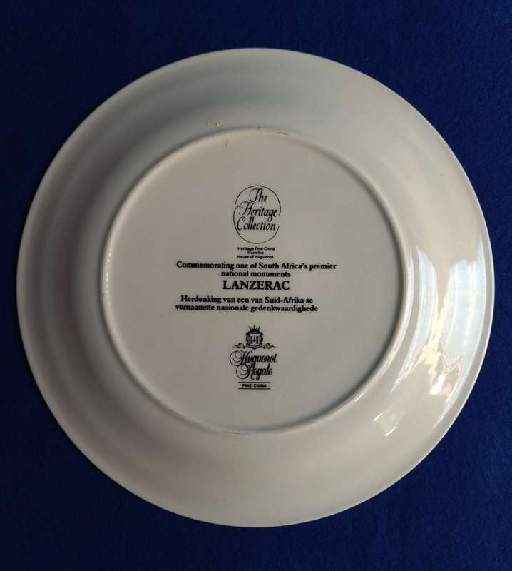 Lanzerac collectable plate - Heratige Collection -Huguenot Royale Fine China