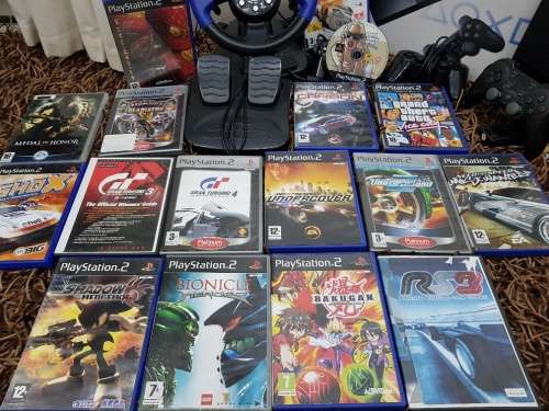 ***MASSIVE*** - PS2 Bundle (20 Games + 3 Controllers + Steering Wheel )