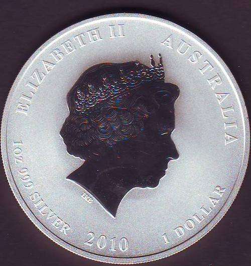 AUSTRAILIA  1 DOLLAR "YEAR OF THE TIGER " 2010  SILVER ONE OUNCE 999