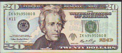 American $20-00 Dollar note in Good Condition
