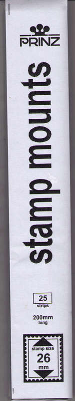 PRINZ  STAMP MOUNT 26MM height  PER 25 PACK 200mm long