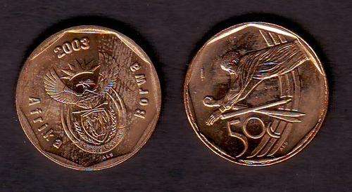 RSA 2003 50C CRICKET COIN incorrect obverse used with reverse