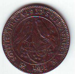 Union South Africa 1932  quarter penny