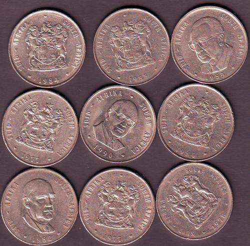 Republic of South Africa Nickel large R1-00 coins 1977- 1990  as per scan