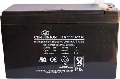 Centurion backup battery 7.2Ah 12 volt Centurion D3, D5Evo, D10 and D5 gate motor