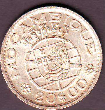 MOZAMBIQUE 1960  -  $20-00    - SILVER