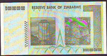 ZIMBABWE 10 TRILLION DOLLARS - UNC - AA PREFIX - HYPERINFLATION 2008 BANKNOTES