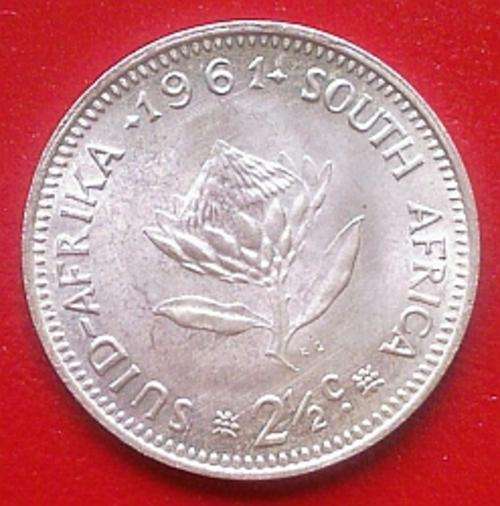 SOUTH AFRICAN SILVER TICKEY 1961 UNCIRULATED