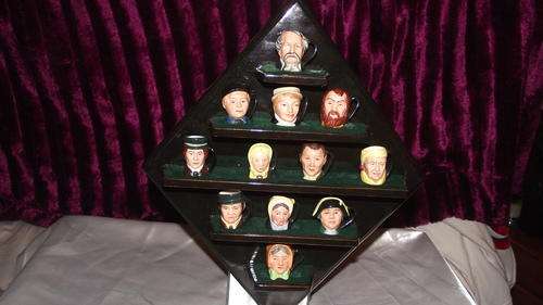 Royal Doulton **DICKENS**TOBYS VERY RARE - 1.5inch tall with WOOD DISPLAY
