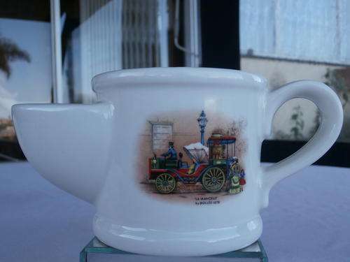 Vintage British WADE  ceramic traditional SHAVING MUG with MOTOR CARRAGE print