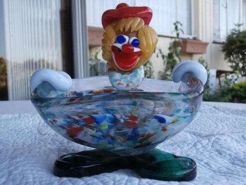 STUNNING RARELY SEEN MURANO CLOWN ASHTRAY GOOD CONDITION NO DAMAGE