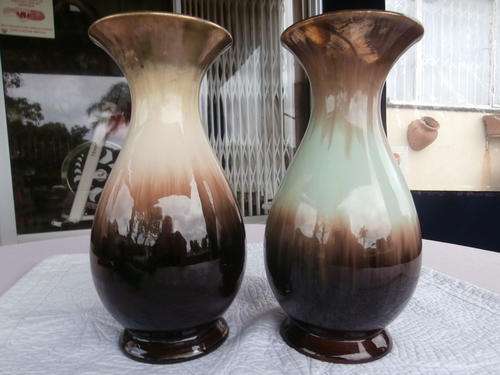 FOR KTA ONLY TWO X BEAUTIFUL JASBA CERAMIC VASES 28cm MADE IN GERMANY  IN THE EARLY 50'S BOTH