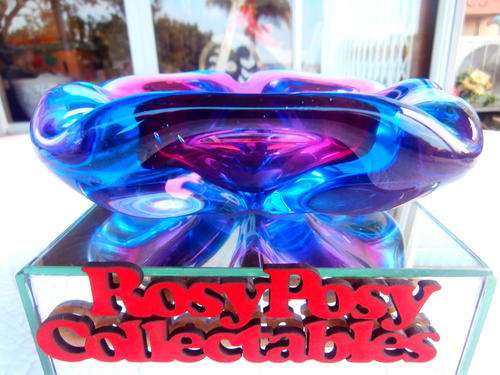A STUNNING BEAUTIFUL HEAVY GENUINE MURANO ASHTRAY / STUNNING COLOURS.17X5CM / 940g