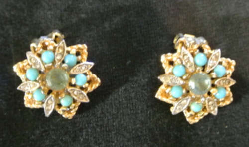 Antique turquoise  clip on earrings