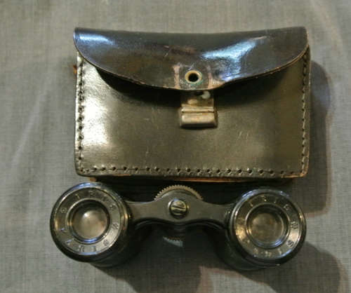 antique opera glass with leather case