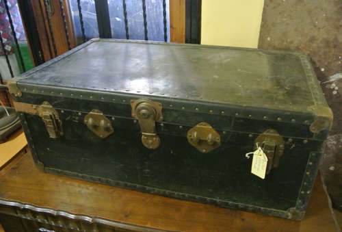 antique black trunk