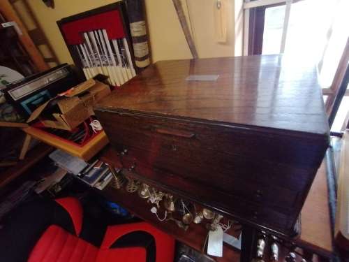 Antique cutlery set in oak box