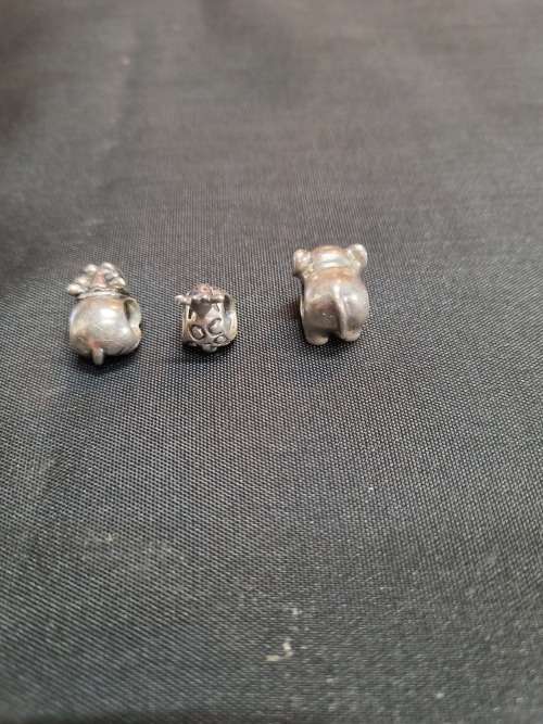 Three silver beads charms pandora