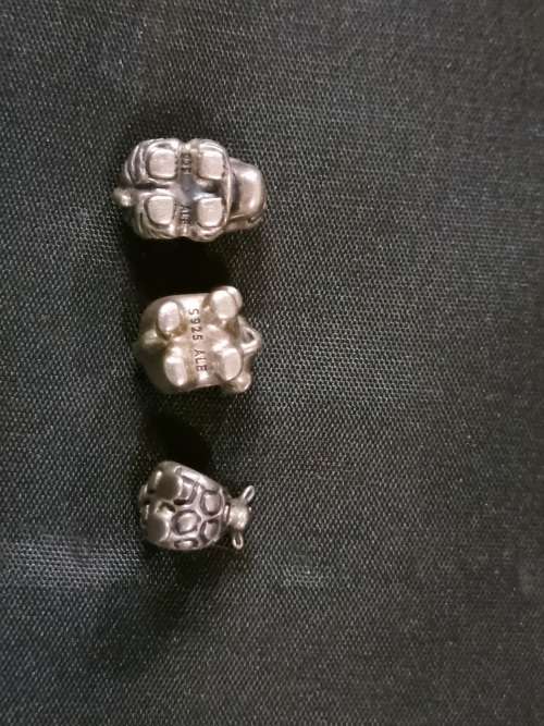 Three silver beads charms pandora