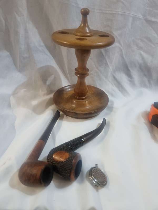 Italian pernice pipe and GBD pipe and stand