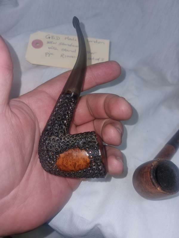 Italian pernice pipe and GBD pipe and stand