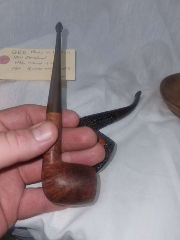 Italian pernice pipe and GBD pipe and stand