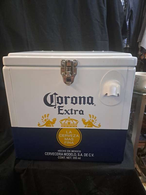 Corona metal rare cooler box with bottle opener