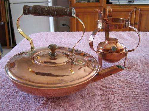 Copper coffee pot with burner