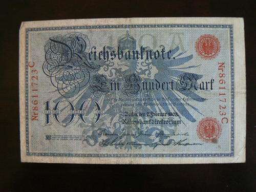 REICHSBANKNOTE  -  100 MARK  -   1908