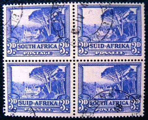 UNION OF SOUTH AFRICA  -  BLOCK OF TWO PAIRS USED  -  3d