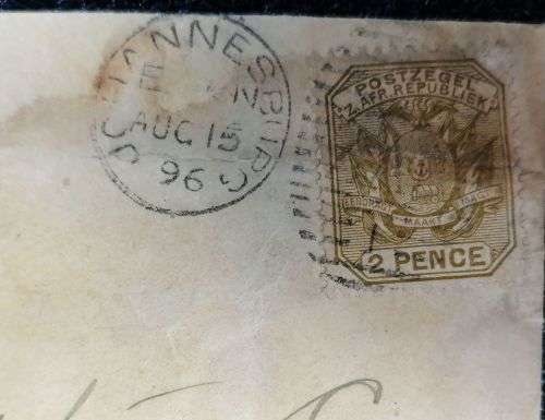 1896 LADYSMITH POSTAL HISTORY FROM TRANSVAAL - BANK EMBOSSED