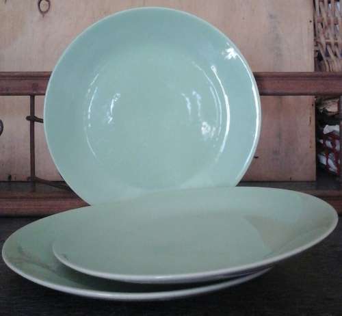 1 LOT OF 3. VINTAGE CONTINENTAL CHINA GREEN SIDE PLATES
