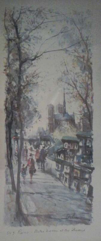 VINTAGE 'PARIS NOTRE DAME ET LES' WATER COLOUR PAINTING
