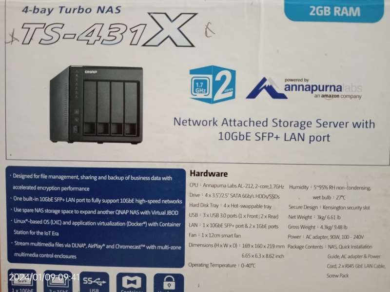 QNAP - TS-431X including 1 x 2TB Dell EMC HDD