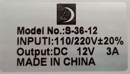 12VDC 3A Power Supply Unit