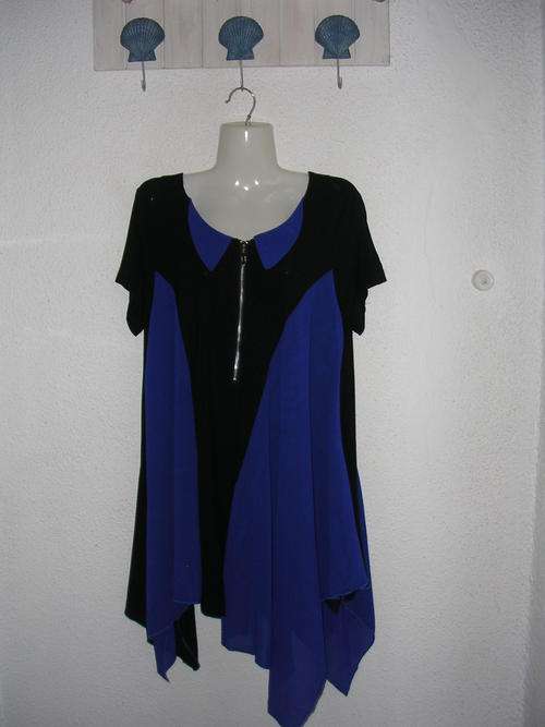 Stunning Black & Blue Chiffon Top (Size : XL and XXL)