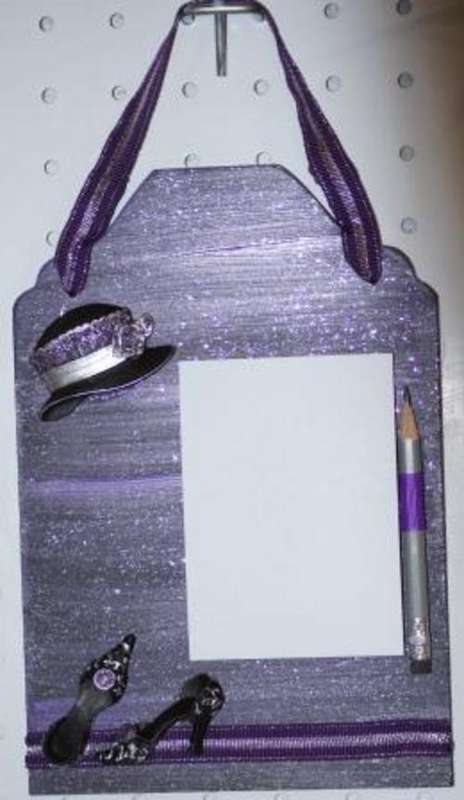 Handmade Wooden Notebook board with purple shoe and hat deco
