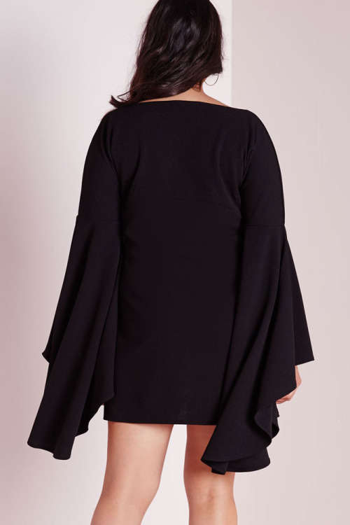 **PLUS SIZE** TRENDY FLARED SLEEVE SWING DRESS